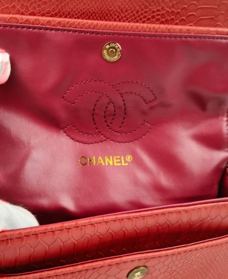 Chanel Red Snake Double Flap Bag