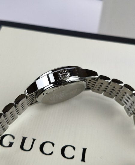 GUCCI SILVER WITH BLACK DIAL LADIES WATCH