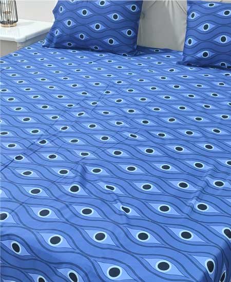 Cotton Satin Bedsheet Blue Wave TC-240 Jungle Tree