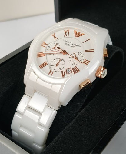 Armani Ceramic White Roman Watch