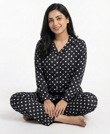 Black Polka Dots Night Suit Zara Women's