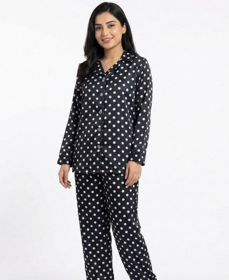 Black Polka Dots Night Suit Zara Women's