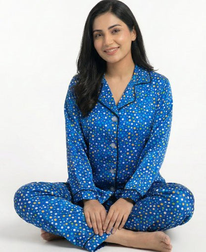 Blue Multi Dots Night Suit Zara Women's