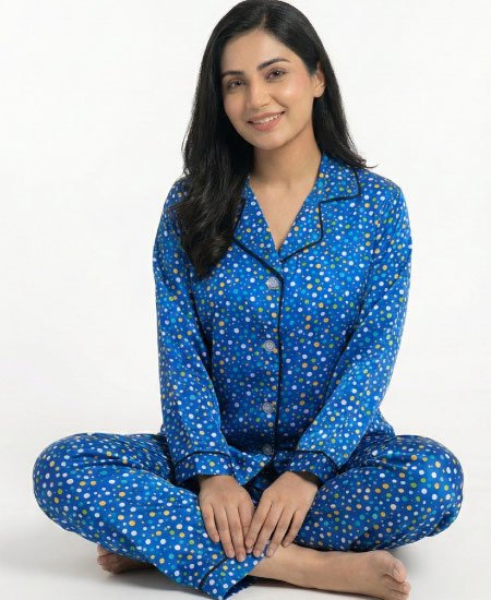 Blue Multi Dots Night Suit Zara Women's
