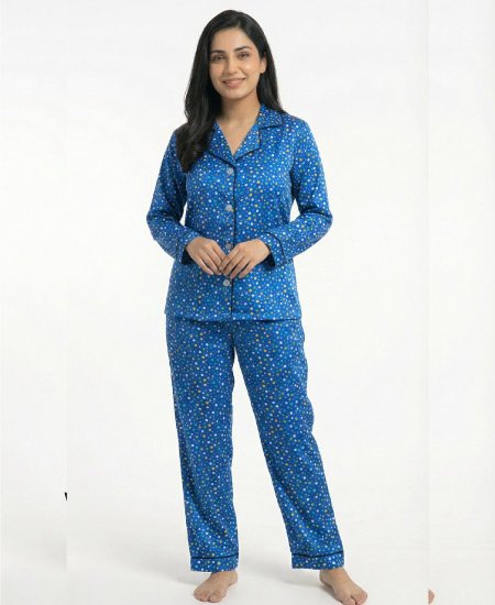 Blue Multi Dots Night Suit Zara Women's
