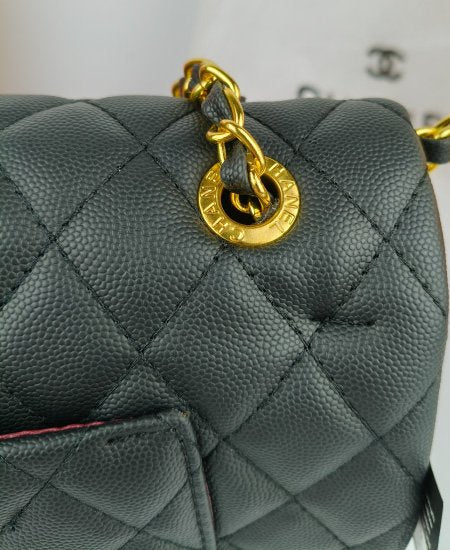 CHANEL Chevron Classic Black Handbag
