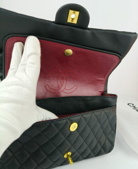 CHANEL Chevron Classic Black Handbag