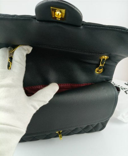 CHANEL Chevron Classic Black Handbag