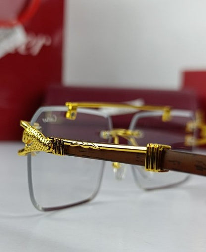 Cartier Golden Wood Power Glasses Frame-CRT23