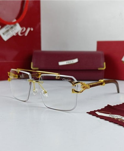 Cartier Golden Wood Power Glasses Frame-CRT23