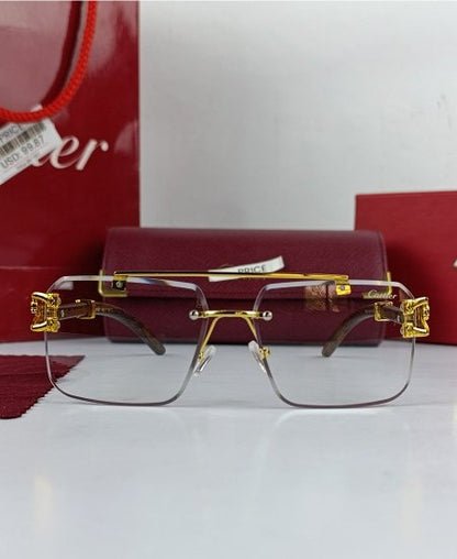 Cartier Golden Wood Power Glasses Frame-CRT23