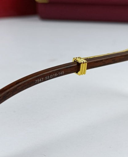 Cartier Golden Wood Power Glasses Frame-CRT23