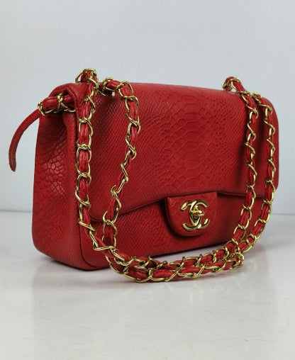 Chanel Red Snake Double Flap Bag