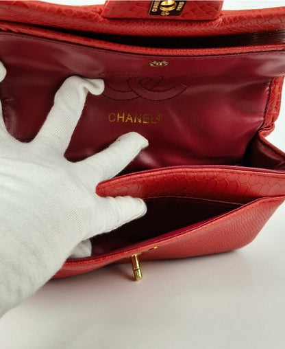 Chanel Red Snake Double Flap Bag