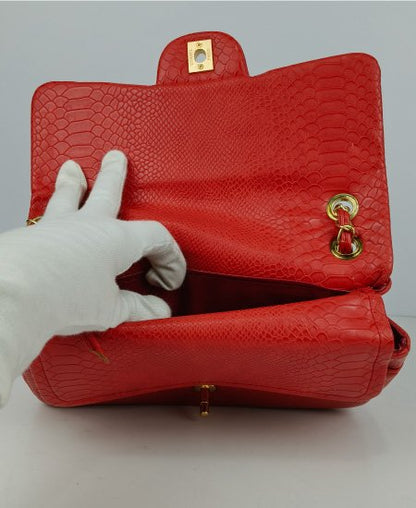 Chanel Red Snake Double Flap Bag