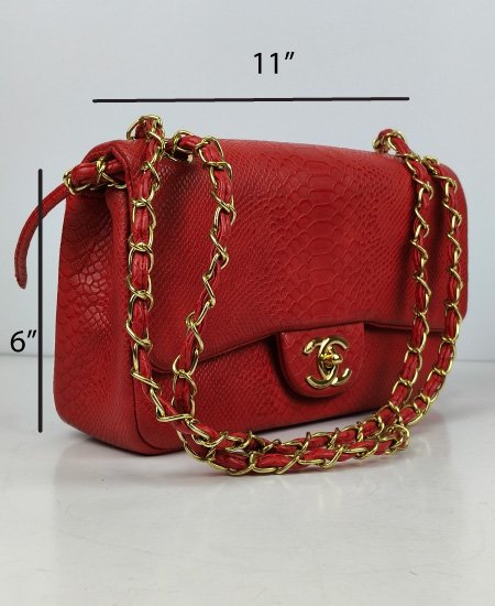 Chanel Red Snake Double Flap Bag