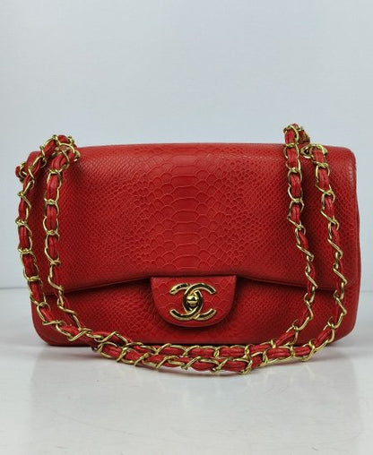 Chanel Red Snake Double Flap Bag