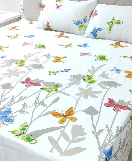 Cotton Satin Bedsheet Butterfly TC-240 Jungle Tree