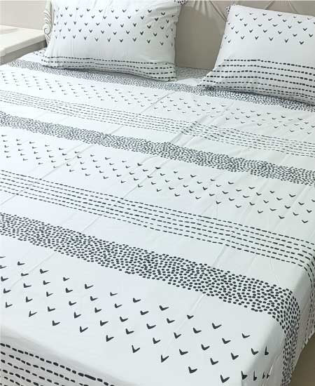 Cotton Satin Bedsheet Elegant White TC-240 Jungle Tree