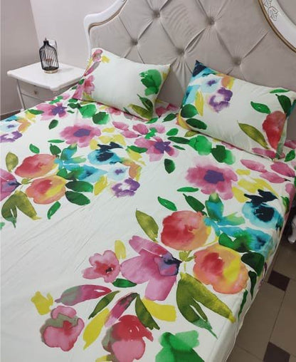 Cotton Satin Bedsheet Water Flaura TC-240 Jungle Tree