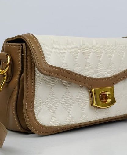 Elegant Handbag Khaki White