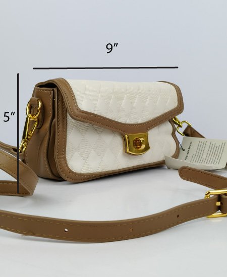 Elegant Handbag Khaki White