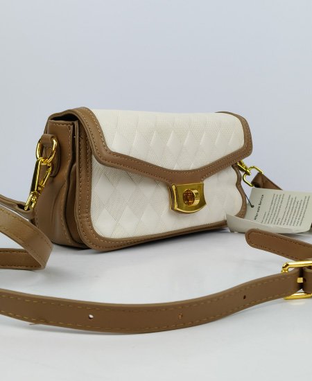 Elegant Handbag Khaki White