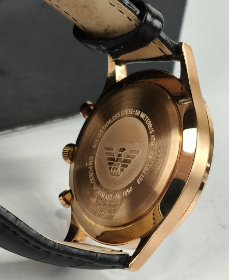 Emporio Armani Black Leather Strap Watch For Men - AR1916