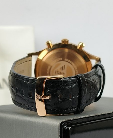 Emporio Armani Black Leather Strap Watch For Men - AR1916