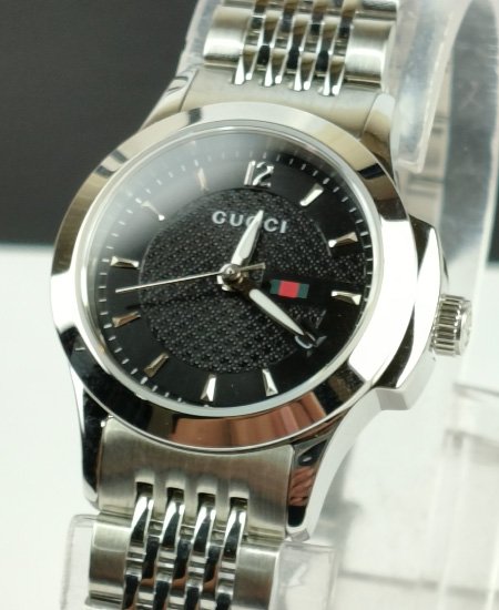 GUCCI SILVER WITH BLACK DIAL LADIES WATCH