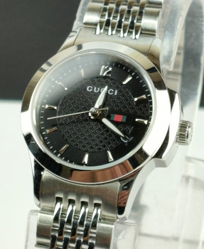 GUCCI SILVER WITH BLACK DIAL LADIES WATCH