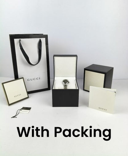 GUCCI SILVER WITH BLACK DIAL LADIES WATCH