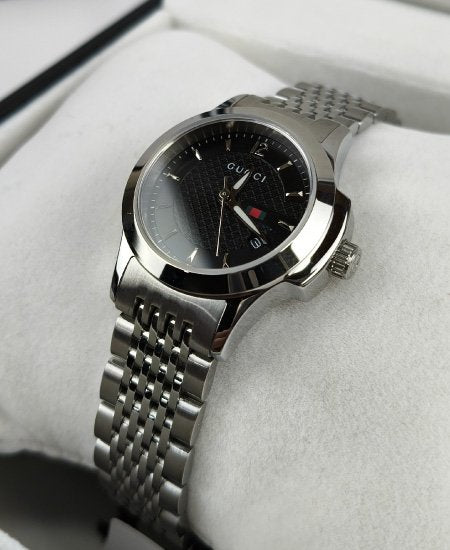GUCCI SILVER WITH BLACK DIAL LADIES WATCH