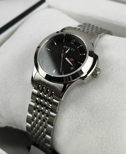 GUCCI SILVER WITH BLACK DIAL LADIES WATCH