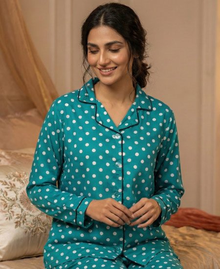 Green Polka Dots Night Suit Zara Women's