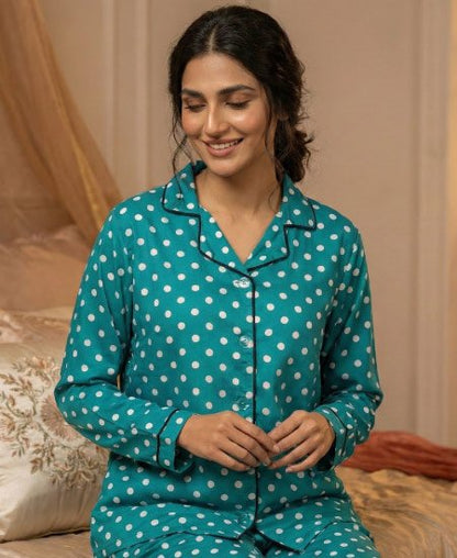 Green Polka Dots Night Suit Zara Women's