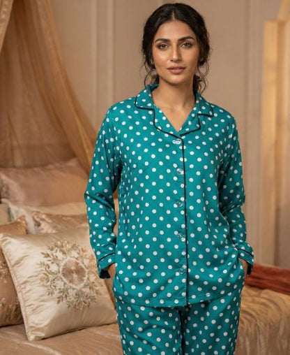 Green Polka Dots Night Suit Zara Women's
