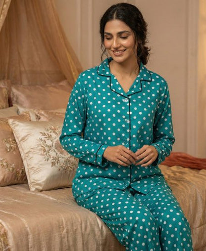Green Polka Dots Night Suit Zara Women's