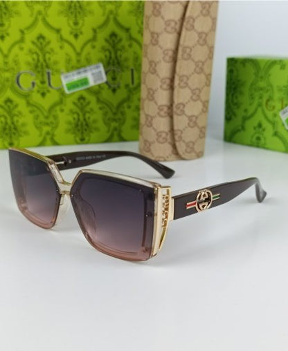 Gucci Women Coffee Sunglasses GG011