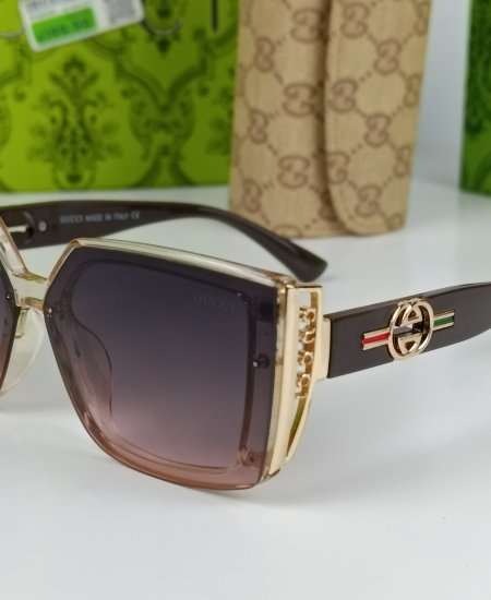 Gucci Women Coffee Sunglasses GG011