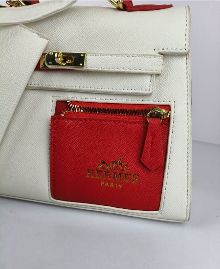 Hermes Handbags White and Red
