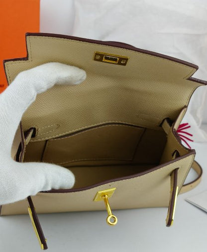 Hermes Mini Kelly Handbags Beige