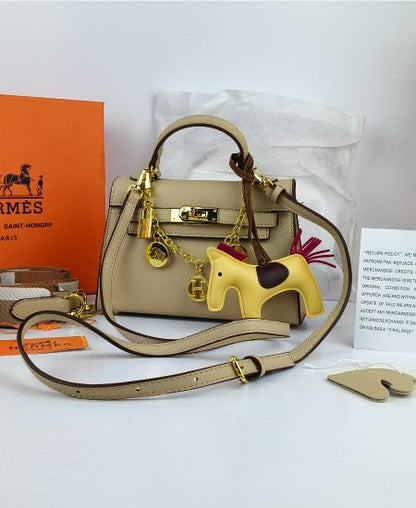 Hermes Mini Kelly Handbags Beige