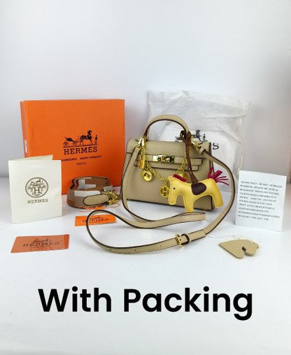 Hermes Mini Kelly Handbags Beige