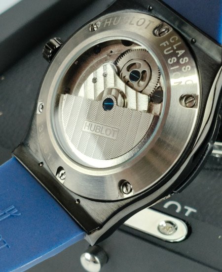 Hublot Watch Black Fusion Skeleton Blue Strap