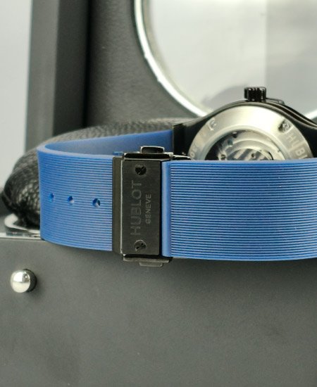 Hublot Watch Black Fusion Skeleton Blue Strap