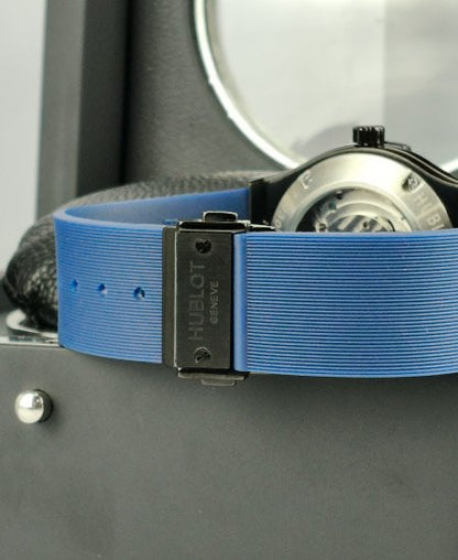 Hublot Watch Black Fusion Skeleton Blue Strap
