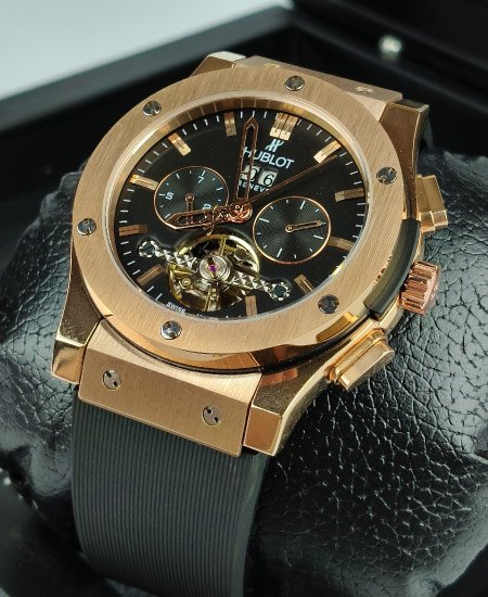 Hublot Watch Black Fusion Skeleton Calander Rose Gold