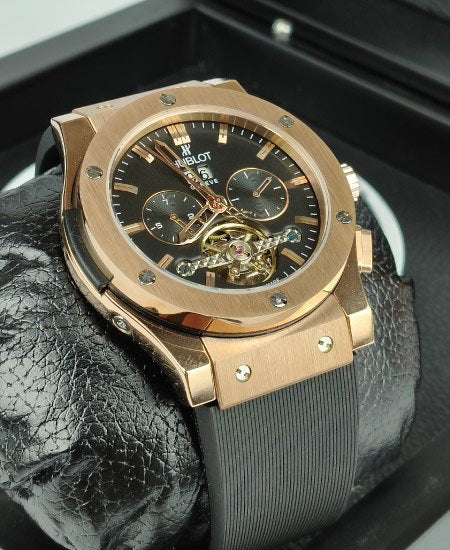 Hublot Watch Black Fusion Skeleton Calander Rose Gold