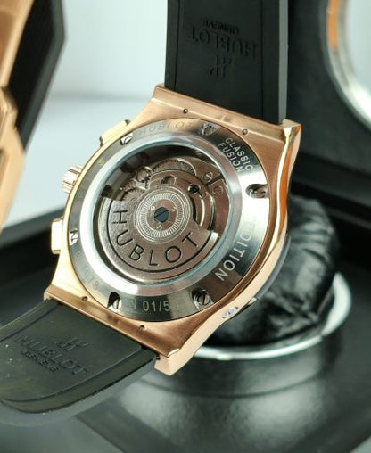 Hublot Watch Black Fusion Skeleton Calander Rose Gold